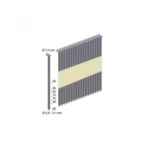 Гвозди Milwaukee с кольцевой накаткой и полокруглой головой 7,4x2,8/50мм RS-P4000 для M18FFN